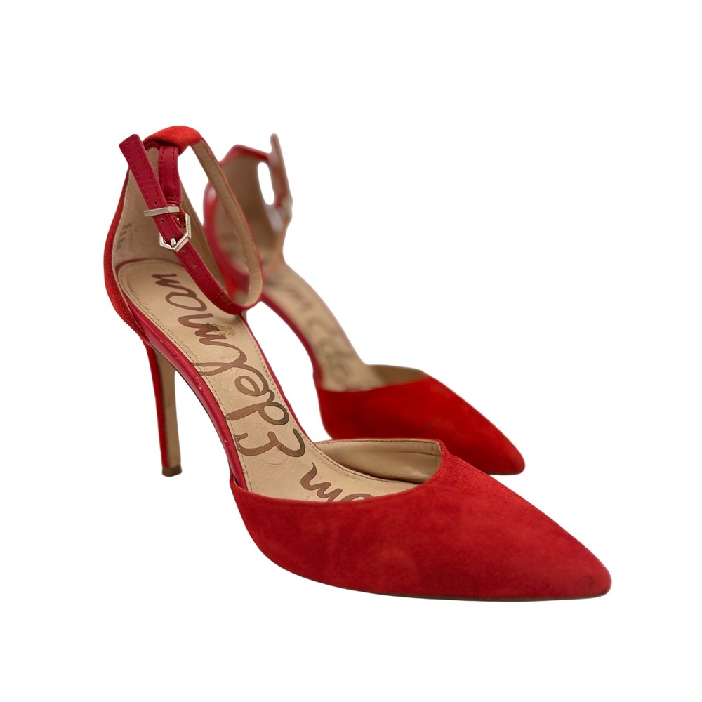 Sam Edelman Red Suede Pumps Stiletto Heels Homecoming Going out Sexy Holiday 7
